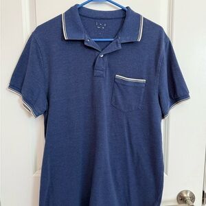 J. Crew Blue Polo Shirt with White Collar and Short Sleeves